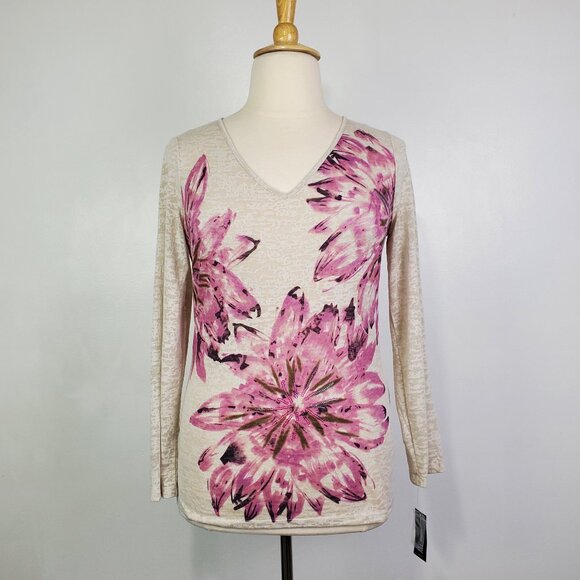 INC International Concepts Pullover Burnout Long Sleeve Top With Sequins NEW XL - Picture 1 of 15